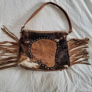 Montana West Cowhide & Fringe Crossbody Bag